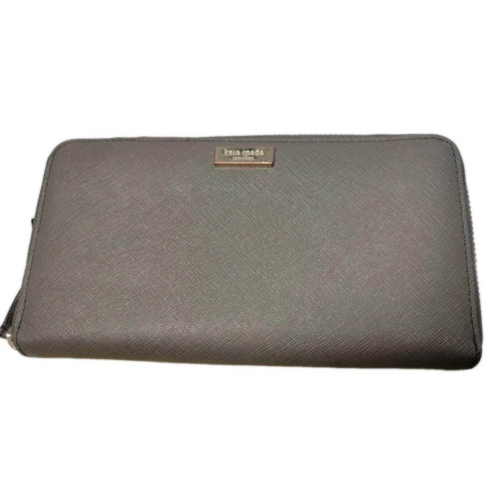 KATE SPADE ZIP AROUND WALLET CLUTCH METALLIC BRONZE